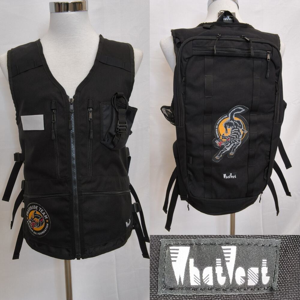 WhatVest Back Country Utility Vest Size L/XL Black Snowboard Ski NWT Logo #W5140